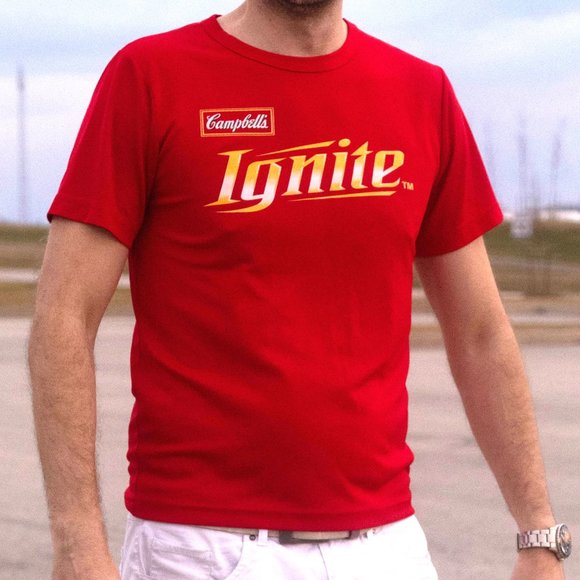 Red Cambell's Ignite t-shirt Small 100% Polyester - Picture 1 of 7